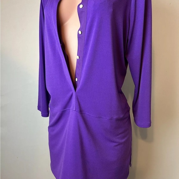 Lauren Ralph Lauren Popover Shirt Tunic Top Women’s Purple 3/4 Sleeve Size 1X - Picture 2 of 10